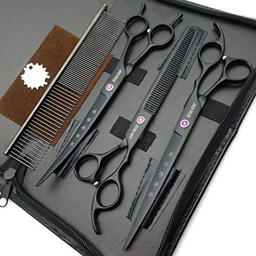 KINGSTAR 8.0in. Matt Black Professional Pet Grooming Scissors Set, Straight & - Image 2
