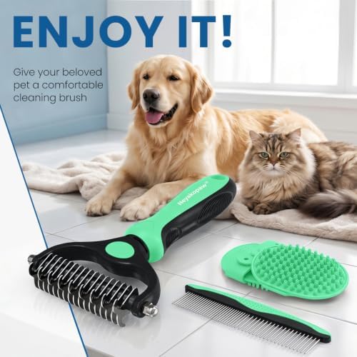 Pet Grooming Rake 4-in-1 Kit for Dogs and Cats, Double Sided Undercoat Rake - Image 7