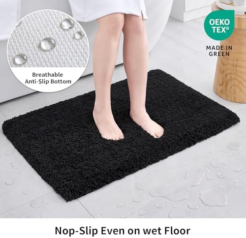 Disolla Black Bathroom Rugs 24x36, Non-Slip Plush Thick Bath Mat - Image 3