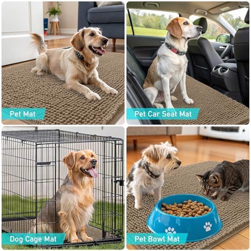 OLANLY Dog Door Mat for Muddy Paws 32x20, Super Absorbent Chenille Mud Mat - Image 7