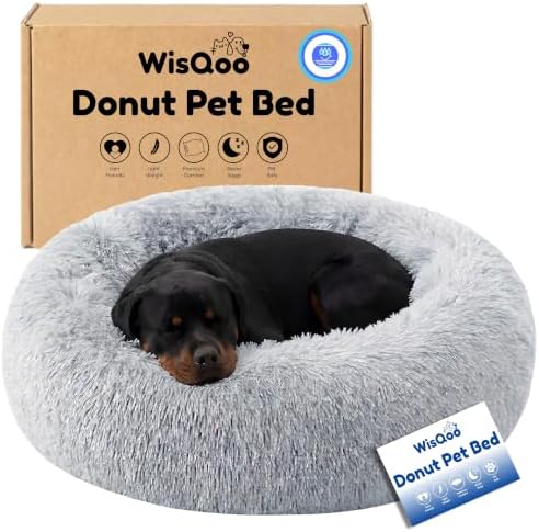 Calming Donut Dog Bed – Faux Fur Anti-Anxiety Pet Bed by Unknown