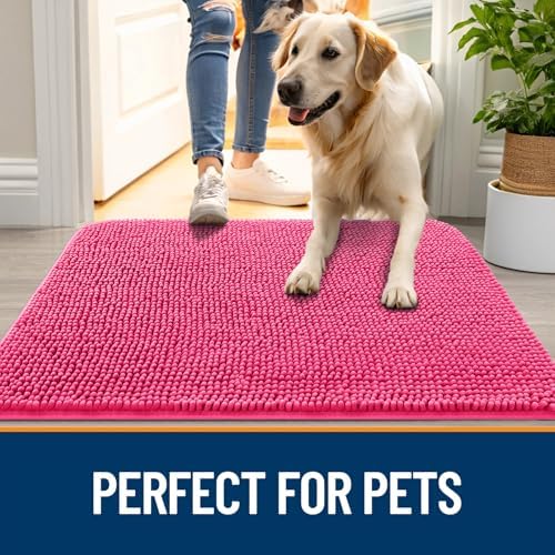 OLANLY Dog Door Mat for Muddy Paws 32x20, Super Absorbent Chenille Mud Mat - Image 6