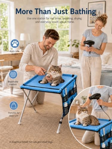 Dog Grooming Table 2-in-1 Foldable Pet Grooming Bed Pet Bathing Station - Image 4