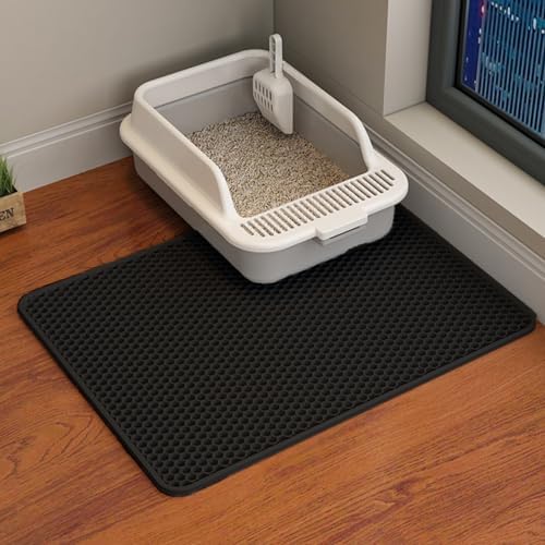 Cat Litter Mat, Double Layer Cat Litter Box Mat by HCY%26WLD
