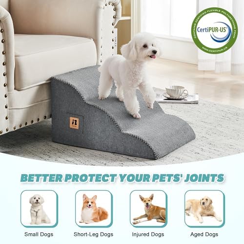 IFNOW Dog Stairs for Small Dogs and Cats 11.8" H, 3-Step Sturdy Dog Steps for - Image 4