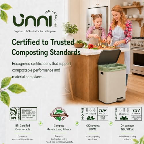 UNNI Compostable Bags, 13 Gallon, 49.2 Liter, Extra Thick 0.9 Mil - Image 7