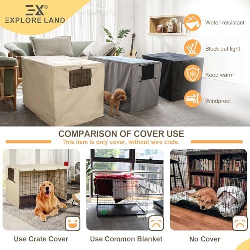 Explore Land Dog Crate Cover, 30 inches, Light Tan - Image 5