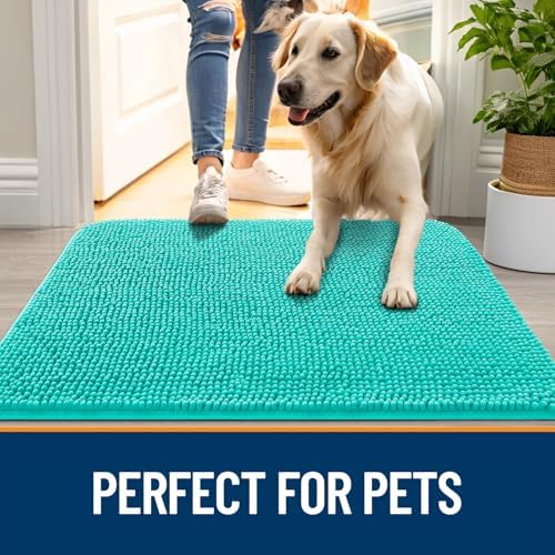 OLANLY Dog Door Mat for Muddy Paws 50x30, Super Absorbent Chenille Mud Mat - Image 6