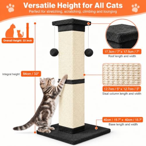 Cat Scratching Post 33 Inch Nature Sisal Cat Scratch Post - Image 2