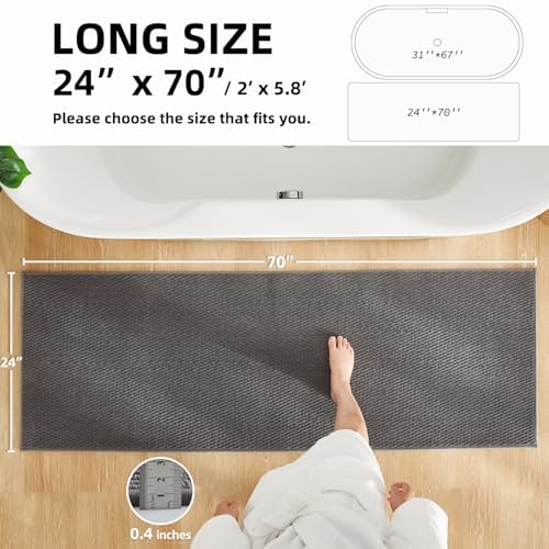 TYUU Bathroom Runner Rugs, Long Bath Mat Runner Washable Thin Quick Dry Low - Image 2