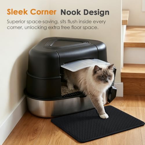 Stainless Steel XXL Corner Cat Litter Box - Image 2