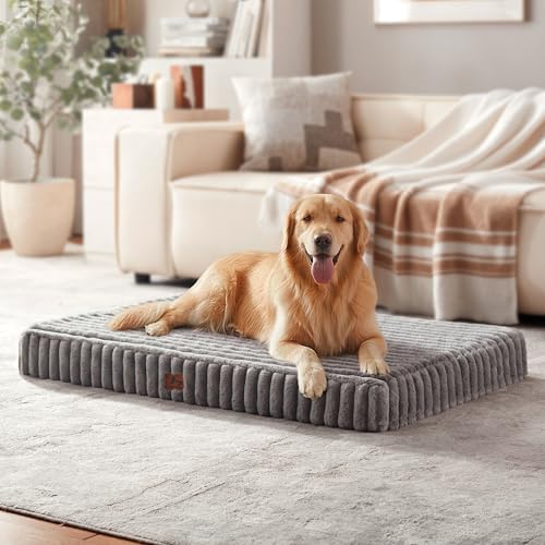 Orthopedic Large Dog Bed，Waterproof Washable Dog Crate 41x27 Grey by WARMREST