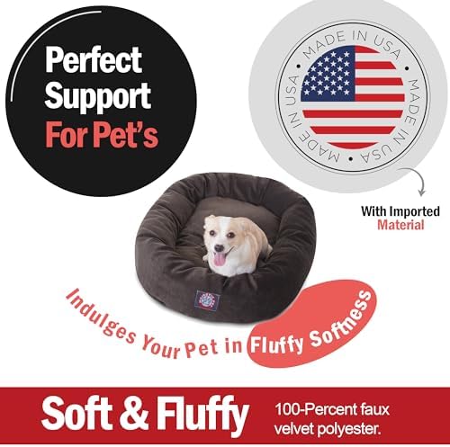Majestic Pet 32 Inch Micro Velvet Calming Dog Bed Washable – Cozy Soft Round - Image 2