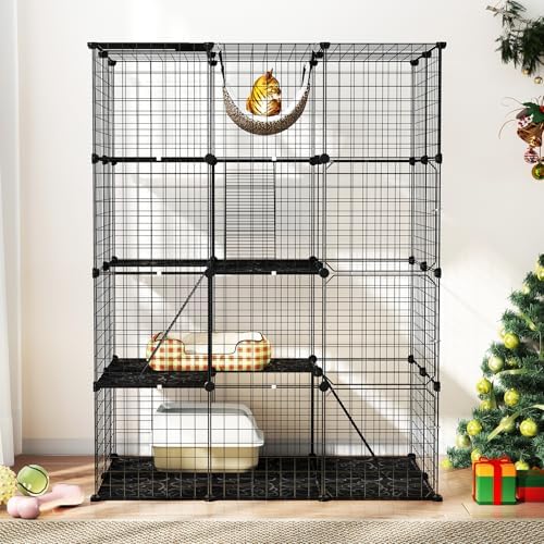 Tangkula Cat Cages Indoor, 3 Ladders, Detachable Metal Wire Kennel - Image 2