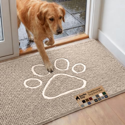 GORILLA GRIP SoakSTOPPER Dog Door Mat, Machine Wash Dry, 48x30 Beige Ivory by GorillaGrip