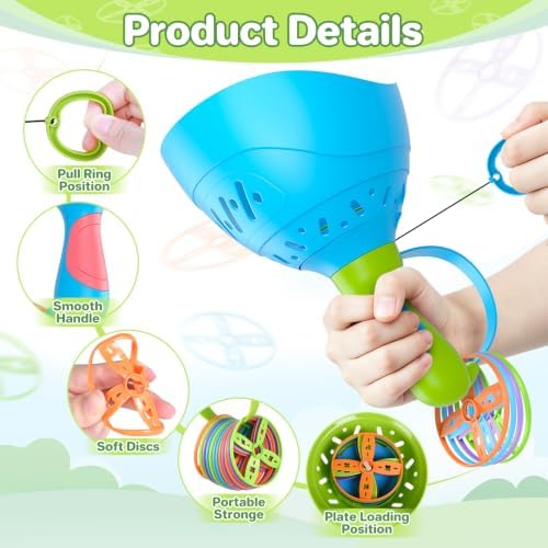 4 Pack Flying Disc Launcher Toy, Outdoor Toys Yard Gamesfor Kids Ages 4-8 - Image 5
