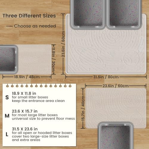 OHMO Cat Mat for Litter Box, Large 31.5x23.6 Semi Transparent, High Edge - Image 2