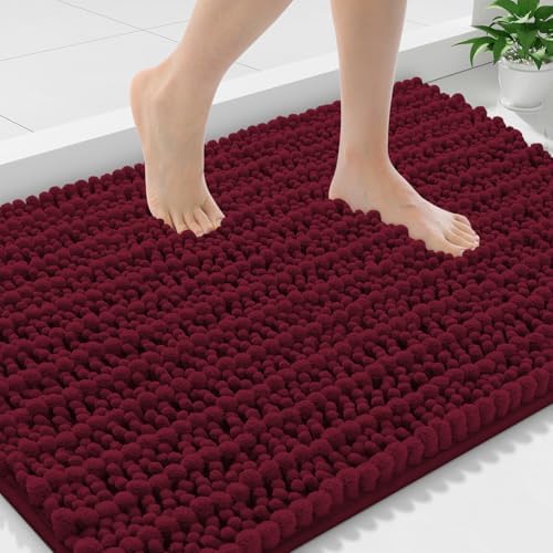 Smiry Bathroom Rugs 36X24, Extra Soft Rubber Backing Chenille Bath Mats by Smiry