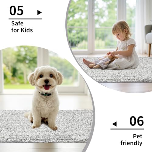 Disolla Grey & White Bathroom Runner Rug 24x70, Plush Extra Large Bath Mat - Image 6