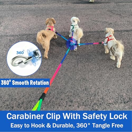 Heavy Duty 3 Dog Leash for Small Dogs No Tangle Detachable 360° Swivel Device - Image 4
