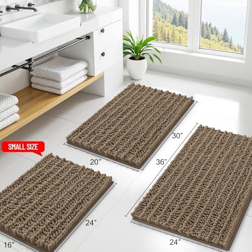 Smiry Bathroom Rugs 47X24, Extra Soft Rubber Backing Chenille Bath Mats - Image 2
