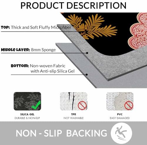 Japanese Crane Bath Rugs for Bathroom Asian Oriental Heron Bird Floral Branch - Image 6