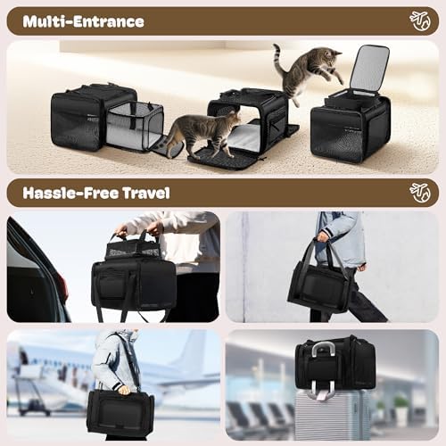 Top and 2 Sides Expandable Cat Carrier 18x11x11 TSA Airline Approved - Image 6