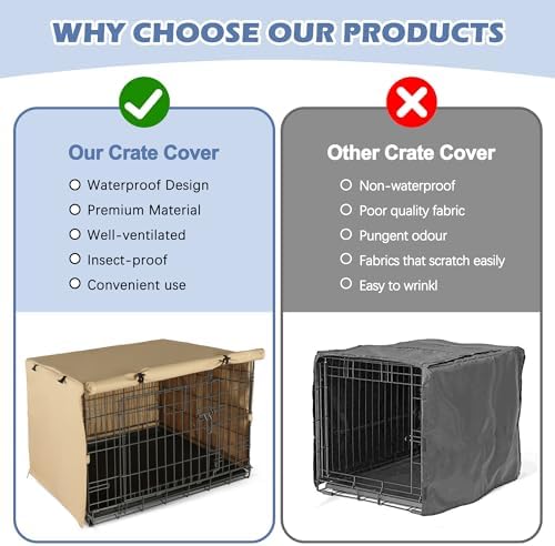 Akinerri Dog Crate Cover, Double Door Waterproof Kennel Cover, 30 in Beige - Image 3