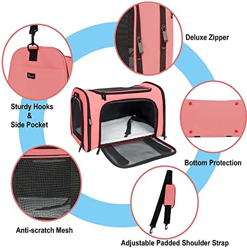 Soft Sided Carrier for Small Medium Cats Dogs, TSA Airline Approved Collapsible - Image 6
