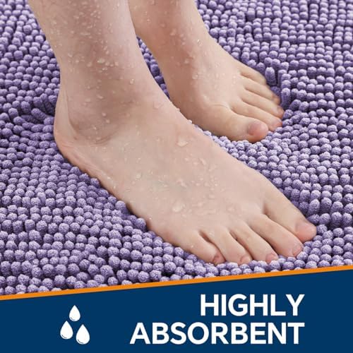 Chenille Bathroom Runner Rug 24"x60" Lavender, Plush Bath Mat - Image 4