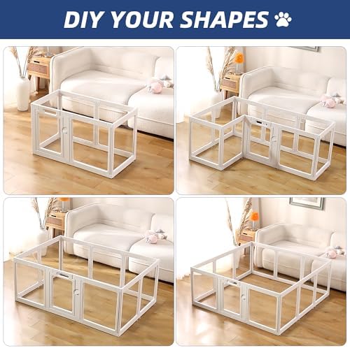 Clear Acrylic Dog Playpen Indoor Pet Pen, 8 Panels - Image 7