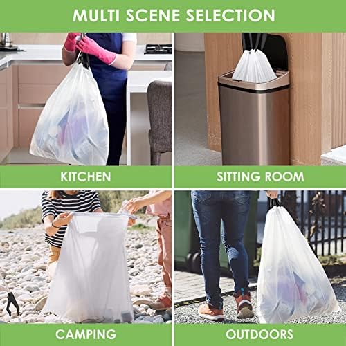 Teivio 15 Gallon 60 Counts Strong Tall Kitchen Drawstring Trash Bags, Medium - Image 4