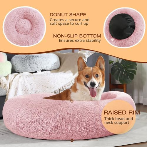 JOLLYVOGUE Dog Beds Large Sized Dog, 36 inches Calming Soft Anti-Anxiety Donut - Image 4