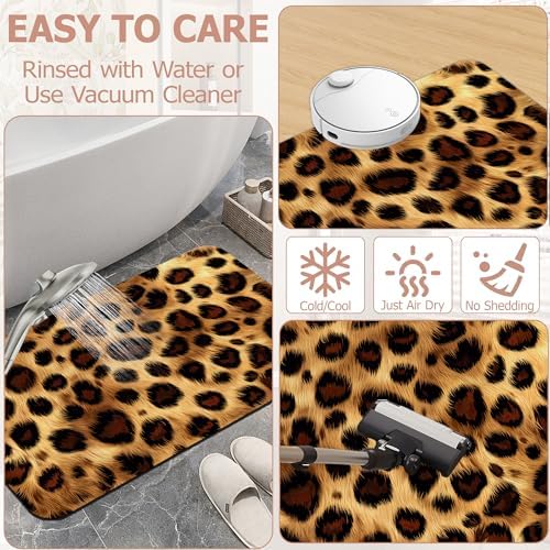 Non Slip Bath Mat, Leopard Print Bathroom Decor, Skin Texture Diatomaceous Bath - Image 6