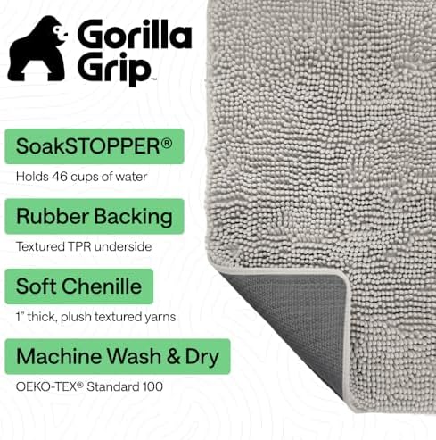 GORILLA GRIP SoakSTOPPER Dog Door Mat, Machine Wash and Dry, 60x36 Lt Gray - Image 3