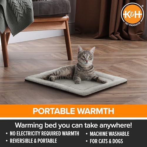 K&H Self-Warming Cat Bed Pad, Self Heating Pad, Small 21 X 17 Oatmeal/Choco - Image 3