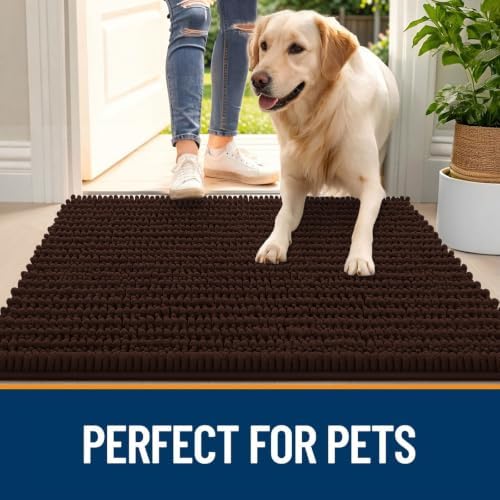 OLANLY Dog Door Mat for Muddy Paws 24x16, Ultra-Absorbent Chenille Mud Mat - Image 6
