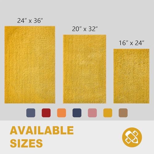 CozeCube Mustard Yellow 32"x20" Shaggy Non Slip Soft Washable Bath Mat - Image 3