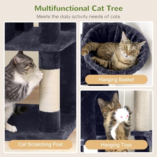Globlazer F66 Corner Cat Tree, 66in Multi-Level Climbing Tower, Dark Grey - Image 3