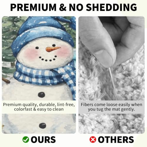 Giwawa Winter Snowman Blue Bath Rug Xmas Truck Microfiber Entryway Doormat - Image 6