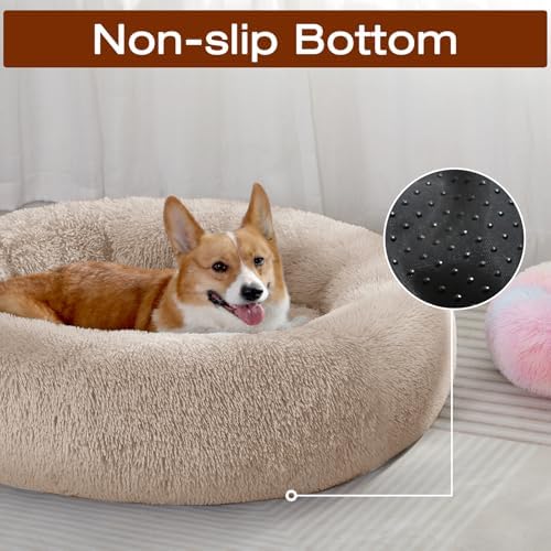 JOLLYVOGUE Dog Bed, Calming Anti-Anxiety Large Dog Bed, Fluffy Donut Cushion - Image 4