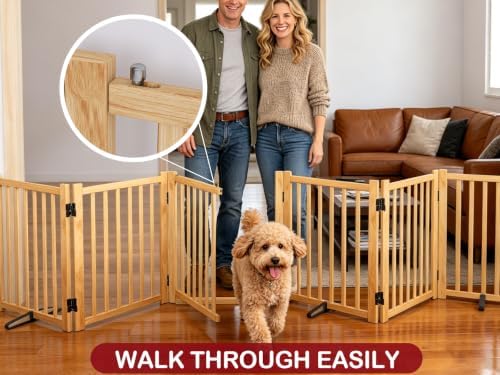 Wooden Freestanding Dog Gate Indoor - Image 4