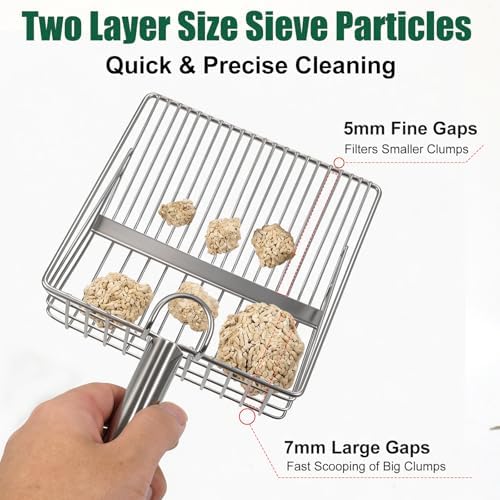 Cat Litter Scoop with Holder, Heavy Duty Metal Litter Sifter with Storage Stand - Image 2