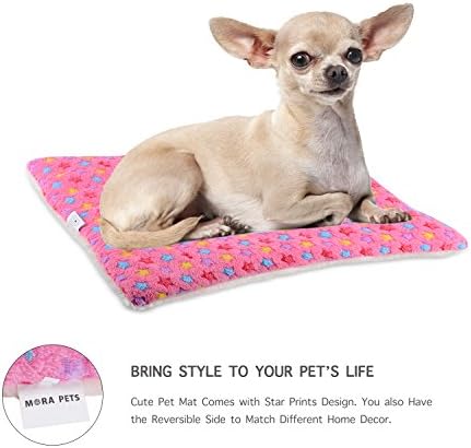Mora Pets Dog Bed Crate Pad Ultra Soft Pet Mat Star Print 22 Inch Pink - Image 5