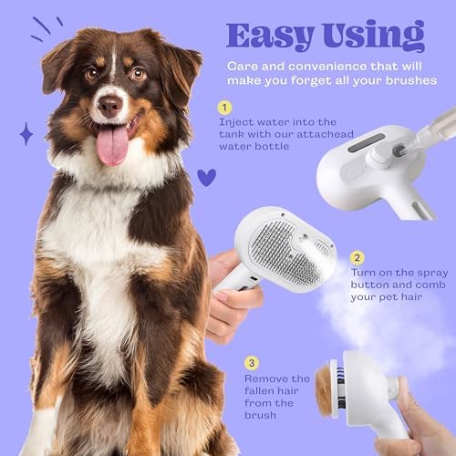 Cat Steam Brush, 3 in 1 Pet Hair Removal Tool, Self Cleaning Steamy Cat Brush - Image 7