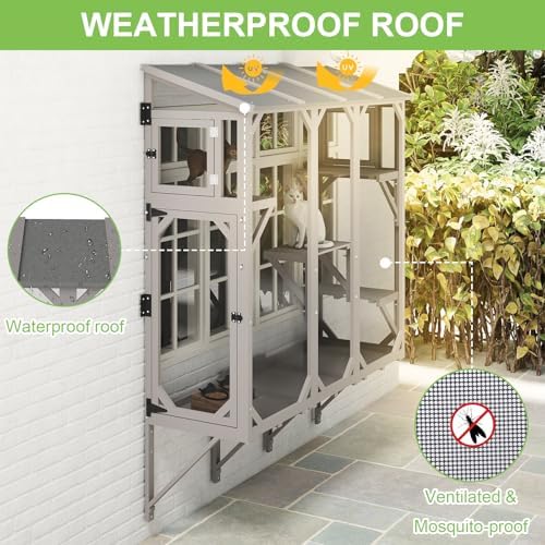 65.1" L Window Catio with 4 Jump Platforms, Mosquito-Proof Cat Window Box - Image 4