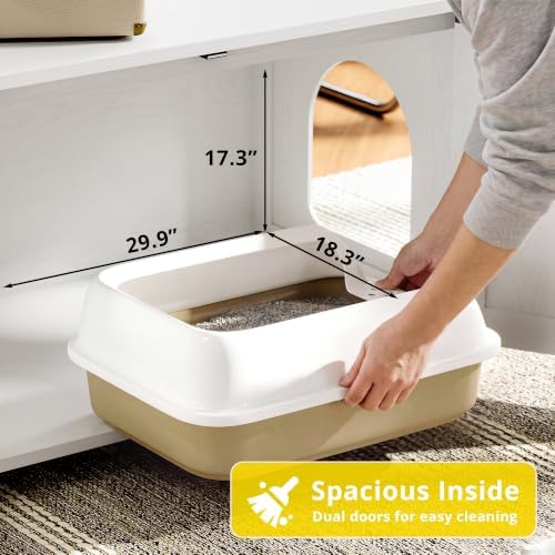 IRONCK 31.5 in Wooden Cat Litter Box Enclosure - Image 4