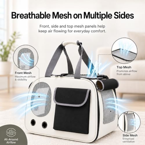 Soft-Sided Cat Carrier, 17.7“×10.2”×11“ Foldable Portable Pet Travel Bag - Image 5