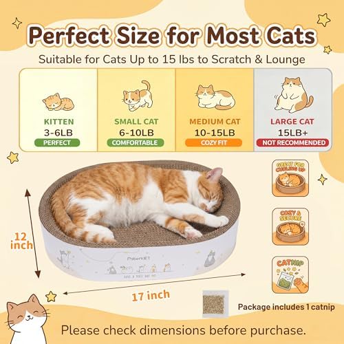 PatiencET 2-in-1 Oval Cat Scratcher Bed, Cardboard Lounger Scratch Bowl - Image 4