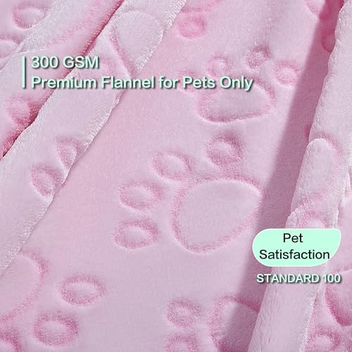 Pink Cat Blanket for Kitten Beds, Flannel Pink Stuff Cute Paw Print, 24 * 32 - Image 2